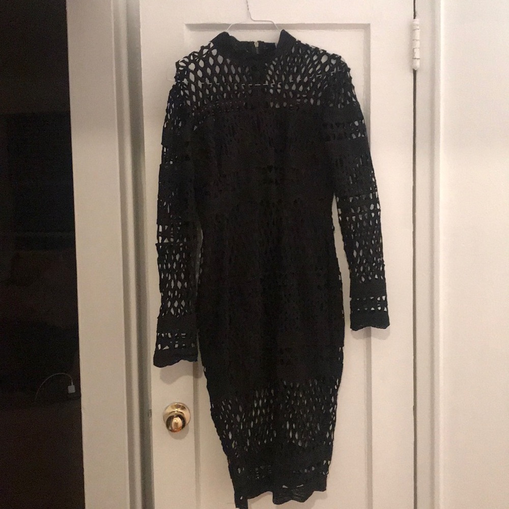 Black lace midi dress
